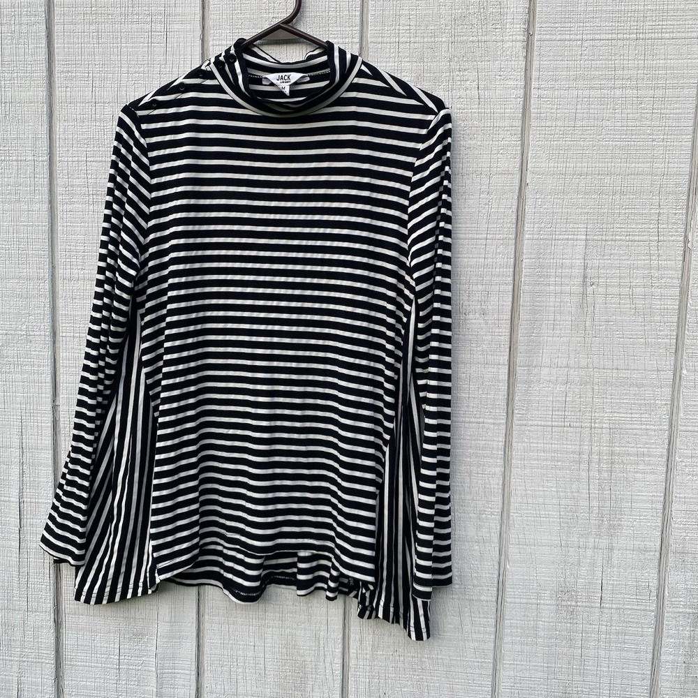 Jack By Bb‎ Dakota Black White Striped Blouse Shirt Longsleeved Medium M